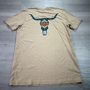 Pendleton Shirt Mens Medium Tan‎ Longhorn Skull Southwest Graphic Cotton Tee